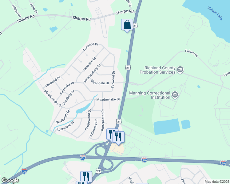 map of restaurants, bars, coffee shops, grocery stores, and more near 101 Meadowbury Drive in Columbia