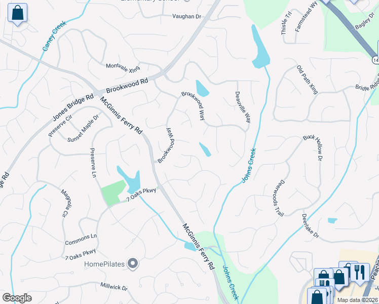 map of restaurants, bars, coffee shops, grocery stores, and more near 7160 Collingsworth Place in Cumming