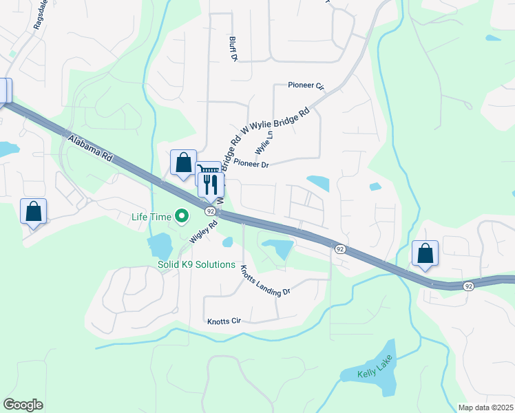 map of restaurants, bars, coffee shops, grocery stores, and more near 191 Foxtail Road in Woodstock