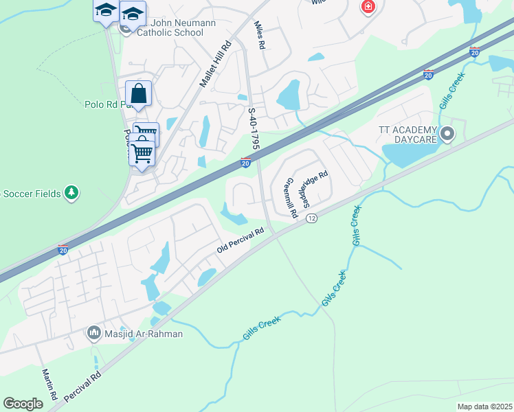 map of restaurants, bars, coffee shops, grocery stores, and more near 14 Sweetoak Court in Columbia
