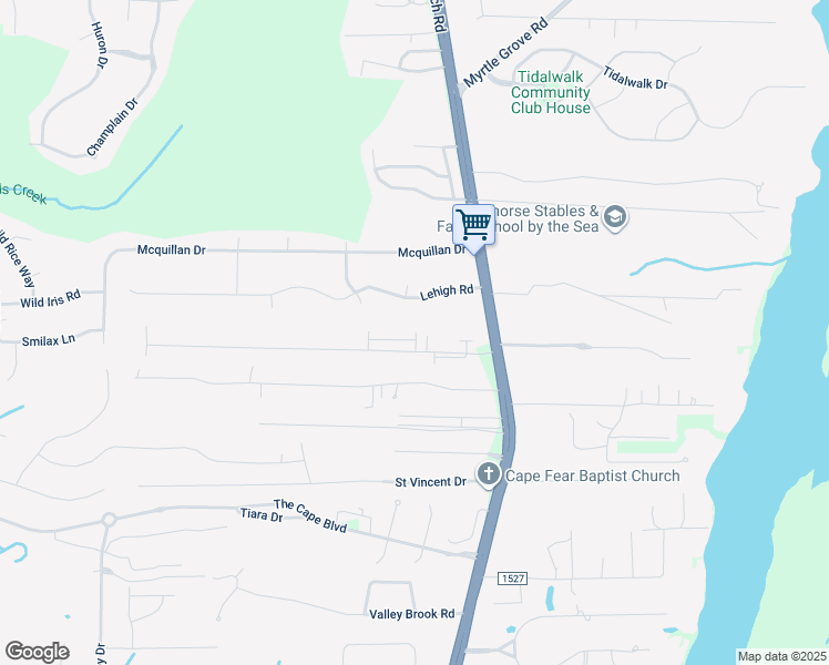 map of restaurants, bars, coffee shops, grocery stores, and more near 7148 Carolina Beach Road in Wilmington