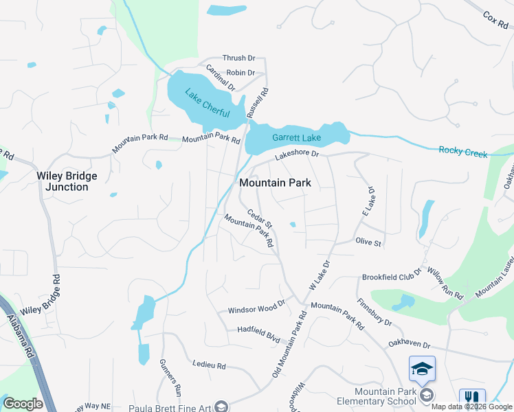 map of restaurants, bars, coffee shops, grocery stores, and more near 125 Maple Street in Roswell