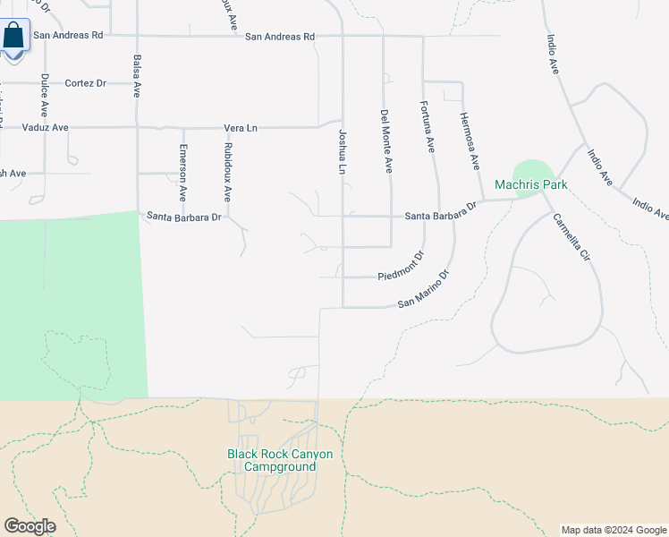 map of restaurants, bars, coffee shops, grocery stores, and more near 9428 Joshua Lane in Yucca Valley