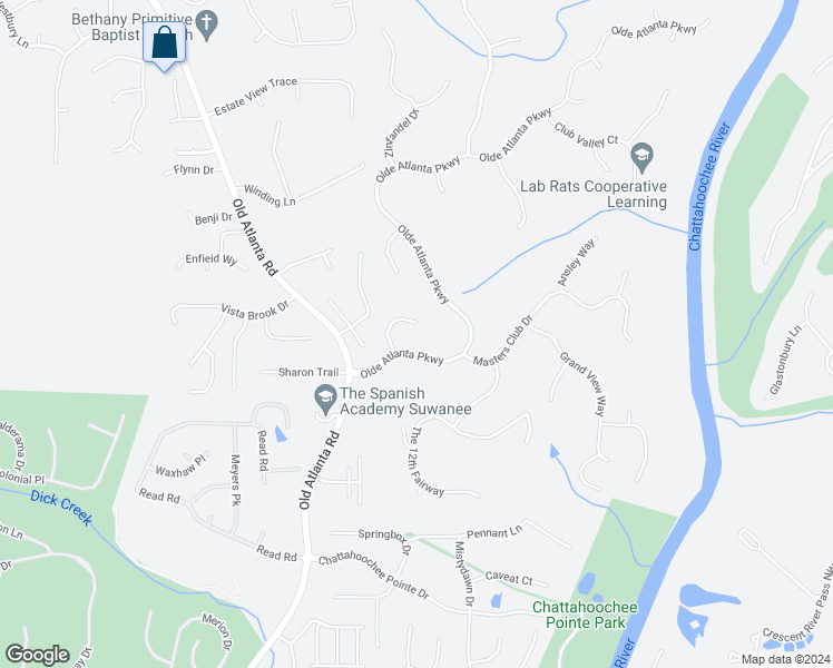 map of restaurants, bars, coffee shops, grocery stores, and more near 5710 Habersham Valley in Suwanee