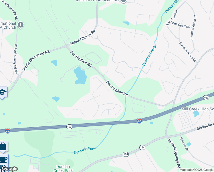 map of restaurants, bars, coffee shops, grocery stores, and more near 2295 Lake Cove Court in Buford