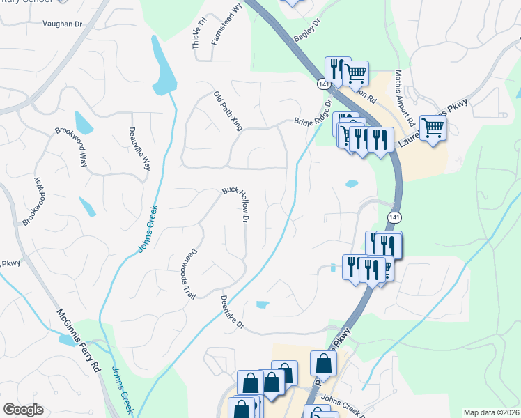 map of restaurants, bars, coffee shops, grocery stores, and more near 3810 Shiloh Ridge Run in Suwanee