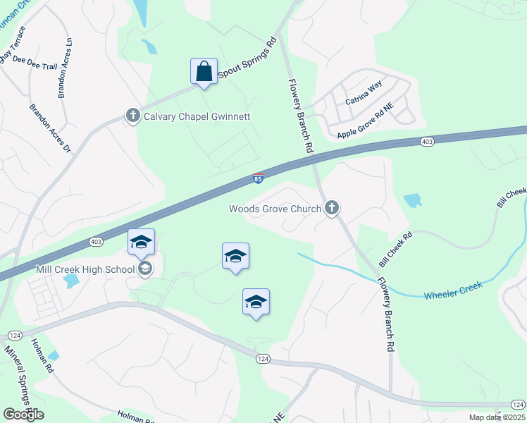 map of restaurants, bars, coffee shops, grocery stores, and more near 1965 Lily Stem Trail Northeast in Auburn