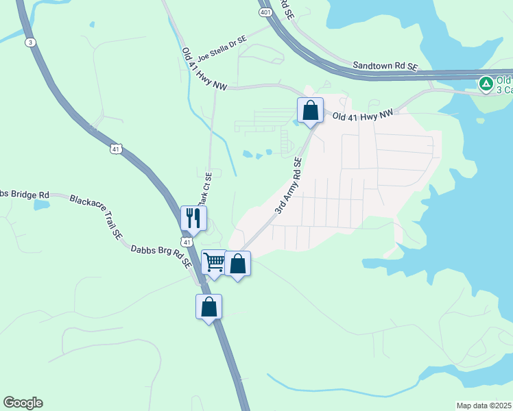 map of restaurants, bars, coffee shops, grocery stores, and more near 50 Kelli Clark Court Southeast in Cartersville