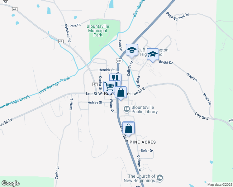 map of restaurants, bars, coffee shops, grocery stores, and more near in Blountsville