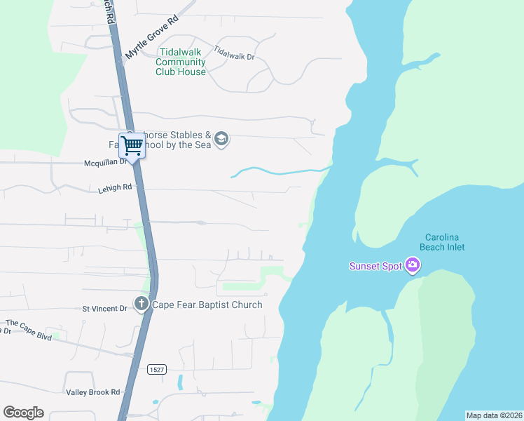 map of restaurants, bars, coffee shops, grocery stores, and more near 7167 Carolina Beach Road in Wilmington