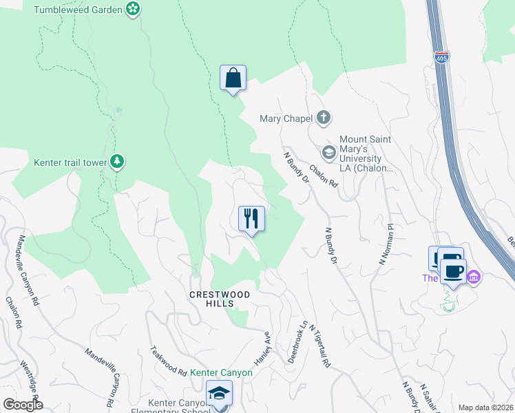 map of restaurants, bars, coffee shops, grocery stores, and more near 1225 Chickory Lane in Los Angeles