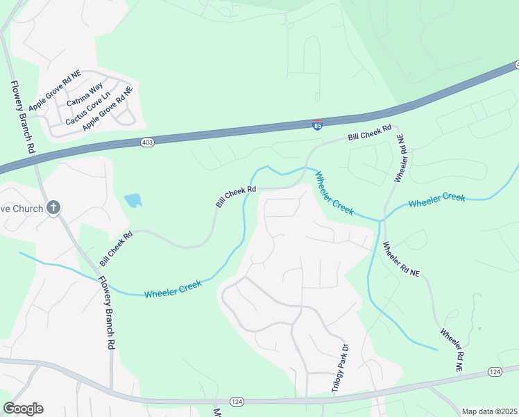 map of restaurants, bars, coffee shops, grocery stores, and more near 4495 Trilogy Park Trail Northeast in Hoschton