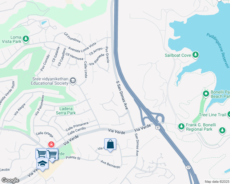 map of restaurants, bars, coffee shops, grocery stores, and more near 520 Calle Monterey in San Dimas