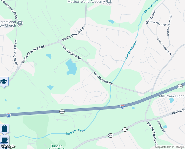 map of restaurants, bars, coffee shops, grocery stores, and more near 2295 Lake Cove Court in Buford