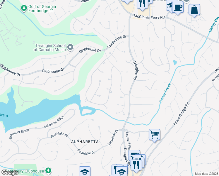 map of restaurants, bars, coffee shops, grocery stores, and more near 700 Newport Hollow in Alpharetta
