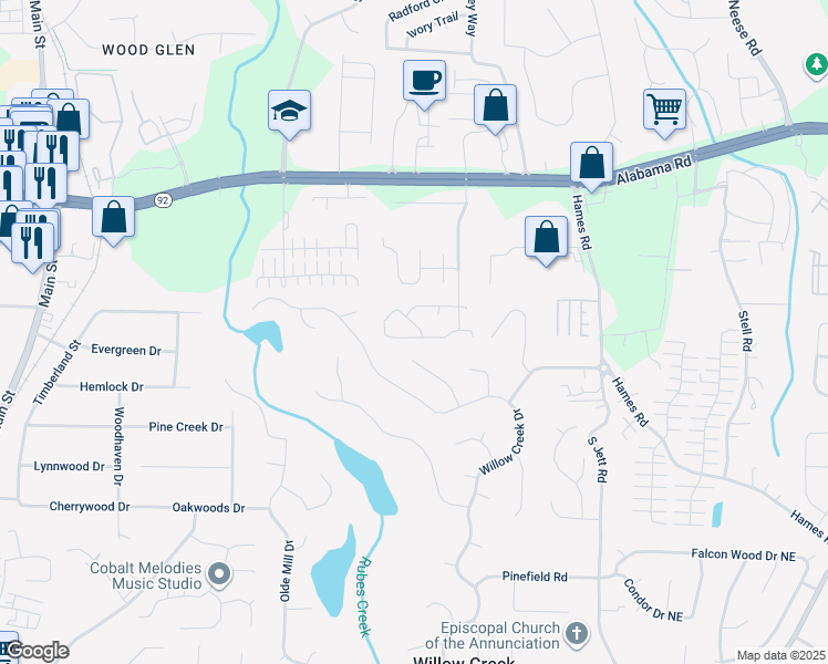 map of restaurants, bars, coffee shops, grocery stores, and more near 2022 Brittania Circle in Woodstock