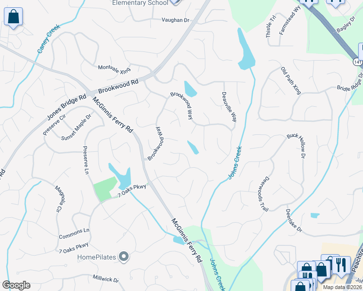 map of restaurants, bars, coffee shops, grocery stores, and more near 7160 Collingsworth Place in Cumming