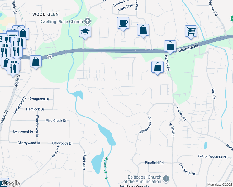 map of restaurants, bars, coffee shops, grocery stores, and more near 1954 Brittania Circle in Woodstock