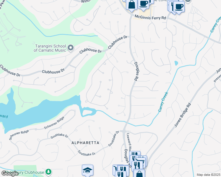 map of restaurants, bars, coffee shops, grocery stores, and more near 700 Newport Hollow in Alpharetta