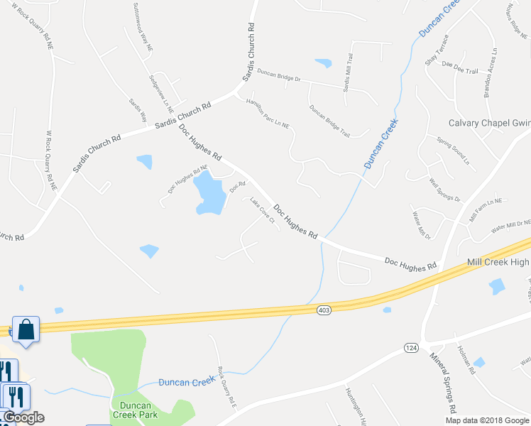 map of restaurants, bars, coffee shops, grocery stores, and more near 2290 Lake Cove Court in Buford