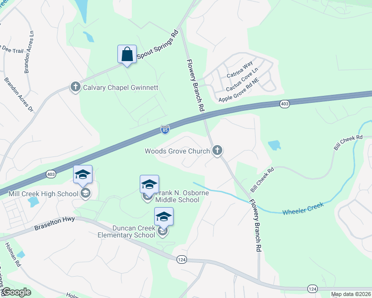 map of restaurants, bars, coffee shops, grocery stores, and more near 1870 Lily Stem Trail Northeast in Auburn