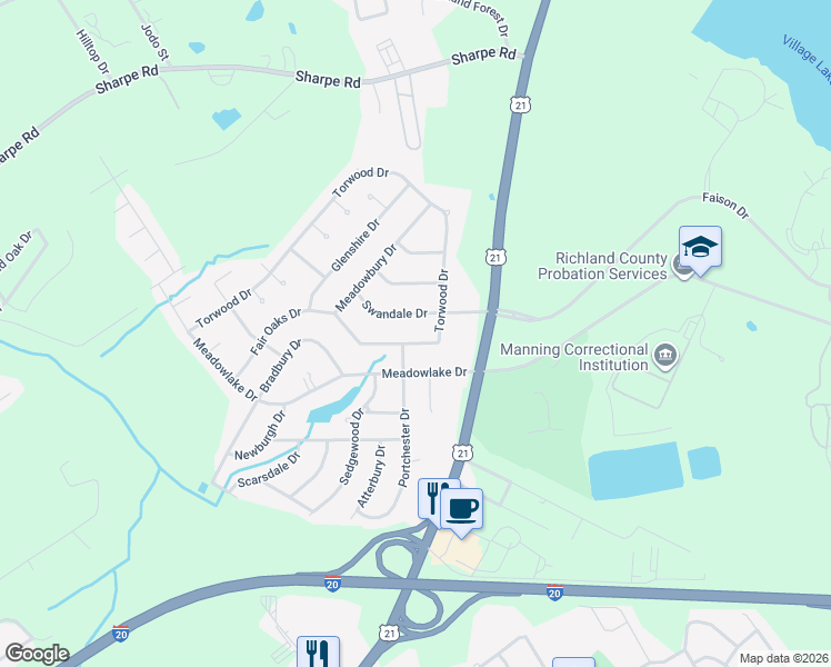 map of restaurants, bars, coffee shops, grocery stores, and more near 201 Meadowbury Drive in Columbia
