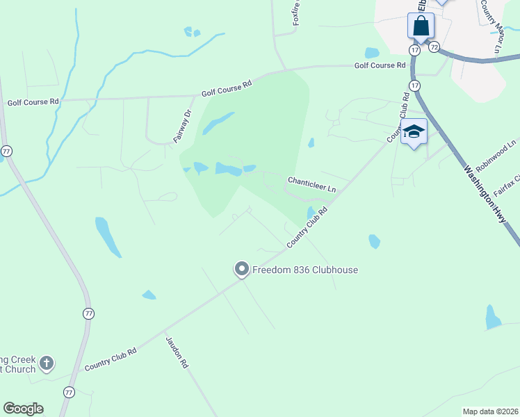 map of restaurants, bars, coffee shops, grocery stores, and more near 1718 Pine Needle Lane in Elberton
