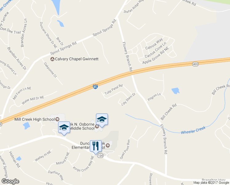 map of restaurants, bars, coffee shops, grocery stores, and more near 1965 Lily Stem Trail Northeast in Auburn