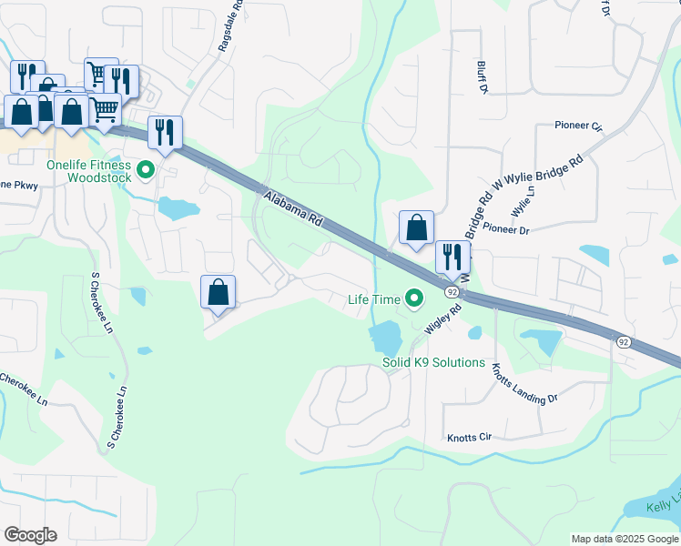 map of restaurants, bars, coffee shops, grocery stores, and more near 441 Mountain View Lane in Woodstock
