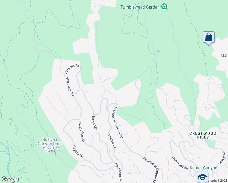 map of restaurants, bars, coffee shops, grocery stores, and more near 2420 Mandeville Canyon Road in Los Angeles
