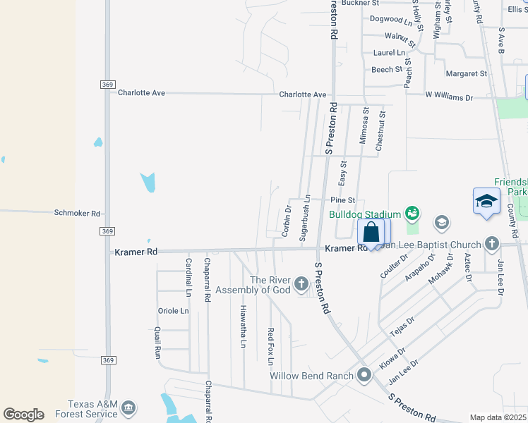 map of restaurants, bars, coffee shops, grocery stores, and more near 1006 Taylor Ln in Burkburnett