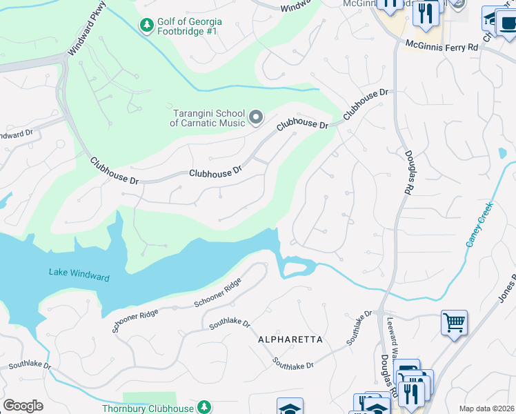 map of restaurants, bars, coffee shops, grocery stores, and more near 2280 Blackheath Trce in Alpharetta