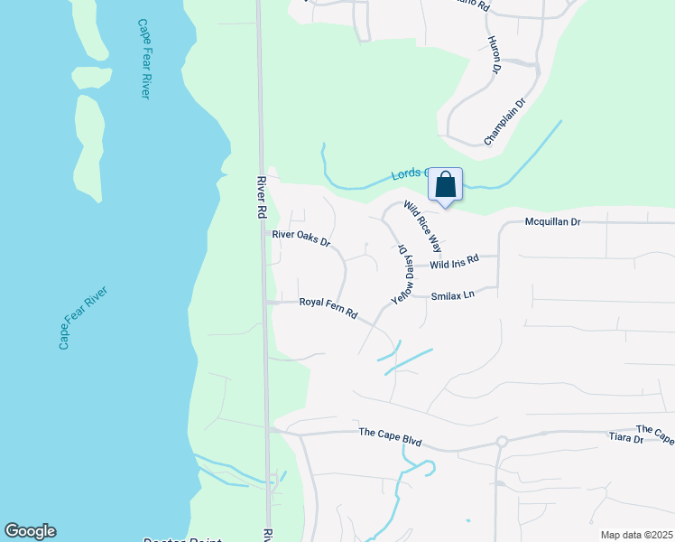 map of restaurants, bars, coffee shops, grocery stores, and more near 130 River Oaks Drive in Wilmington