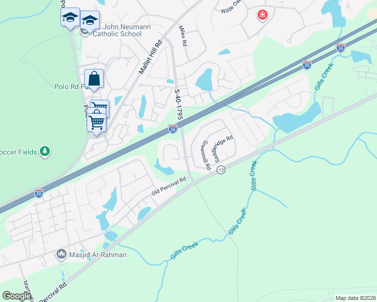 map of restaurants, bars, coffee shops, grocery stores, and more near 500 Oakbrook Village Road in Columbia