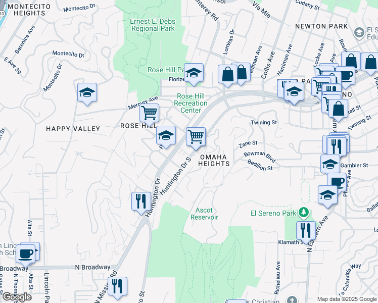 map of restaurants, bars, coffee shops, grocery stores, and more near 4621 Fern Place in Los Angeles
