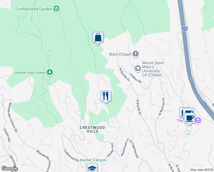 map of restaurants, bars, coffee shops, grocery stores, and more near 1225 Chickory Lane in Los Angeles