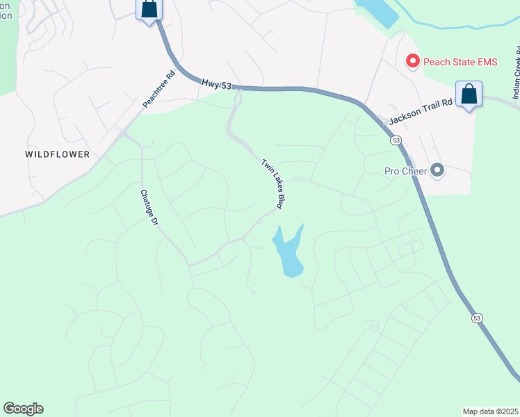 map of restaurants, bars, coffee shops, grocery stores, and more near 272 Silver Court in Hoschton