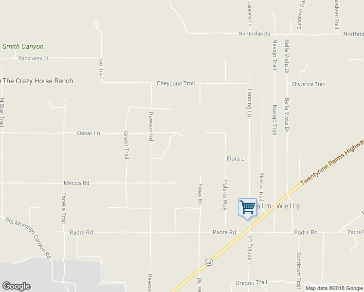 map of restaurants, bars, coffee shops, grocery stores, and more near 51255 Oskar Lane in Morongo Valley