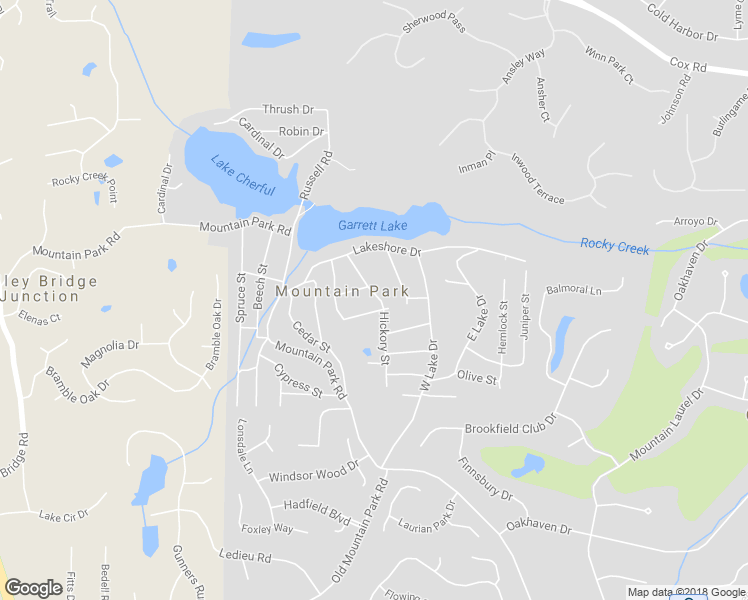 map of restaurants, bars, coffee shops, grocery stores, and more near 125 Hickory Street in Roswell