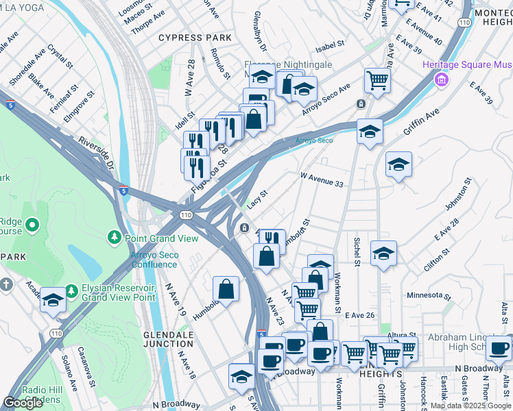 map of restaurants, bars, coffee shops, grocery stores, and more near 357 West Avenue 26 in Los Angeles