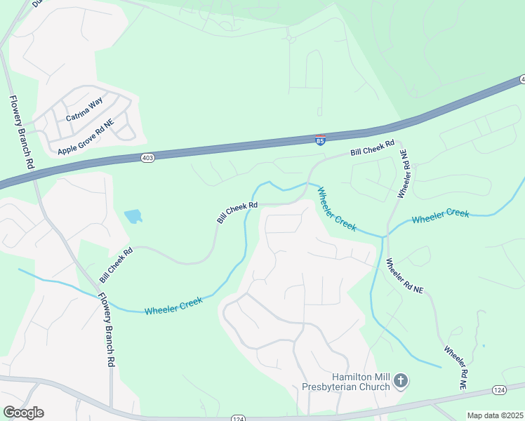 map of restaurants, bars, coffee shops, grocery stores, and more near 4465 Trilogy Park Trail Northeast in Hoschton