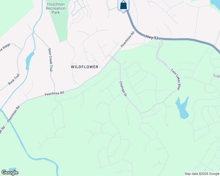 map of restaurants, bars, coffee shops, grocery stores, and more near 228 Chatuge Drive in Hoschton