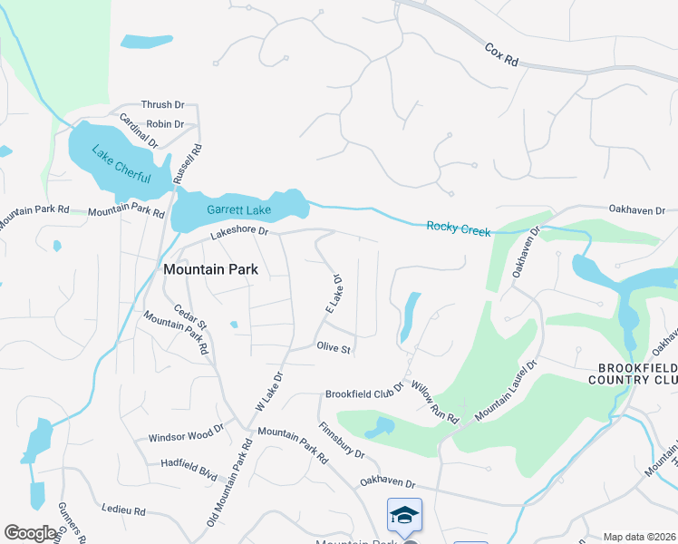 map of restaurants, bars, coffee shops, grocery stores, and more near 126 East Lake Drive in Roswell