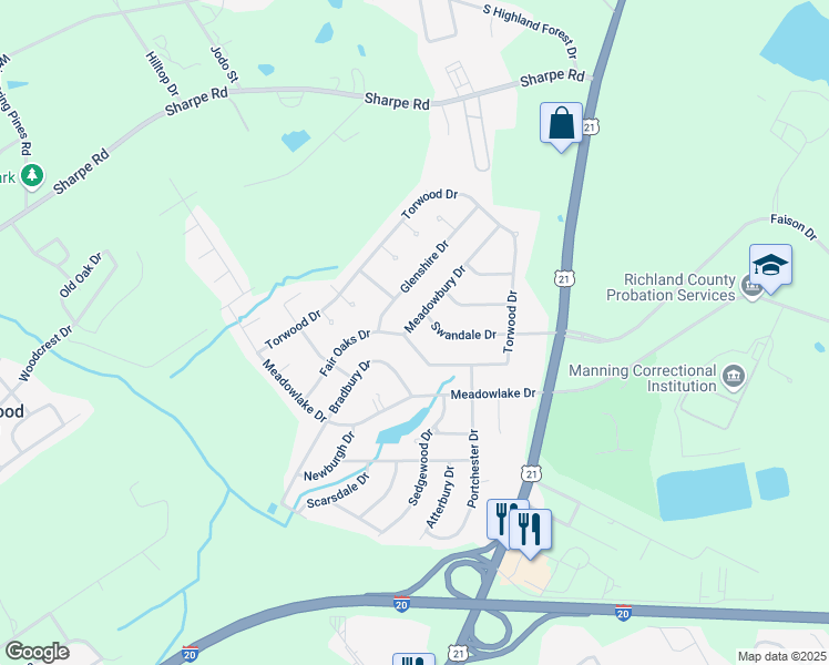 map of restaurants, bars, coffee shops, grocery stores, and more near 237 Swandale Drive in Columbia