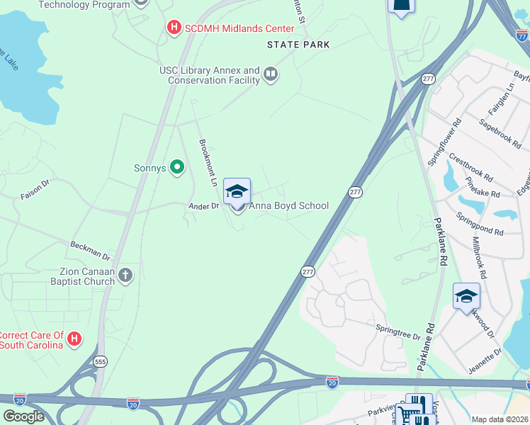map of restaurants, bars, coffee shops, grocery stores, and more near 719 Anders Drive in Columbia