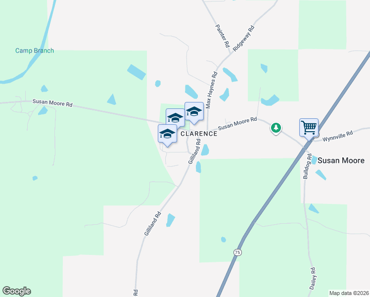 map of restaurants, bars, coffee shops, grocery stores, and more near 4040 Susan Moore Road in Blountsville