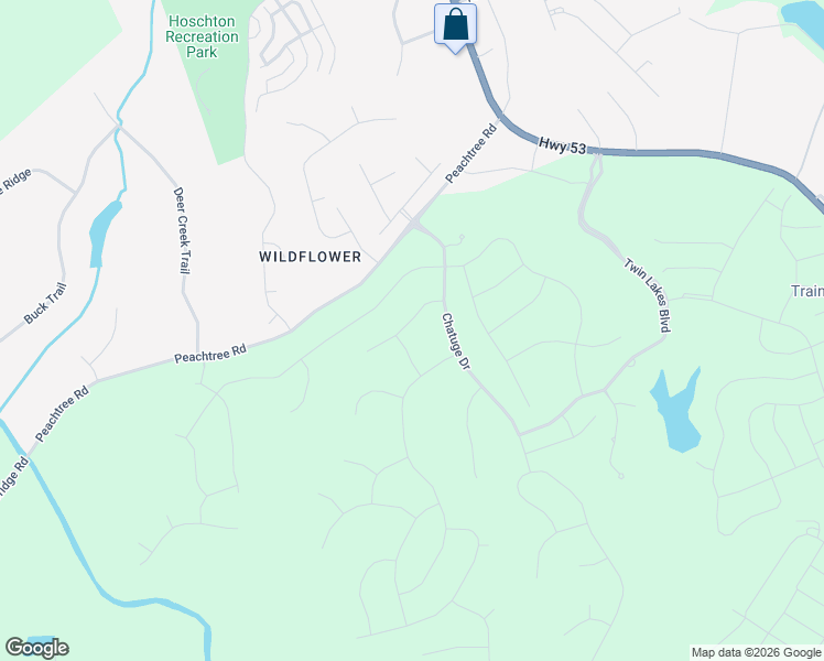 map of restaurants, bars, coffee shops, grocery stores, and more near 228 Chatuge Drive in Hoschton