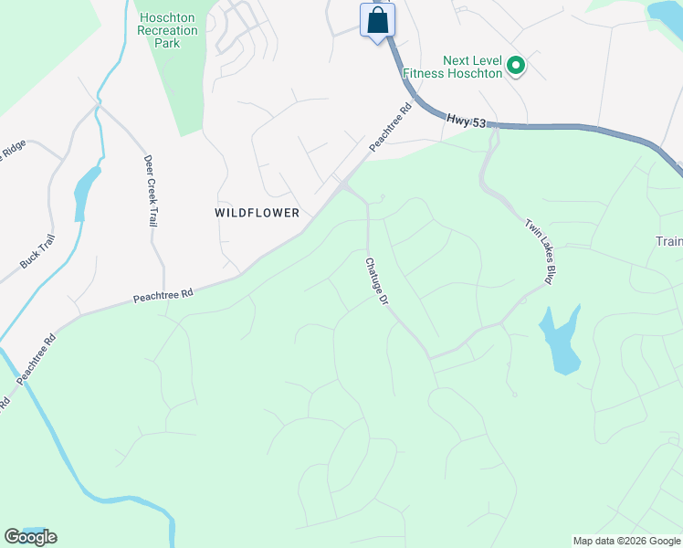 map of restaurants, bars, coffee shops, grocery stores, and more near 228 Chatuge Drive in Hoschton