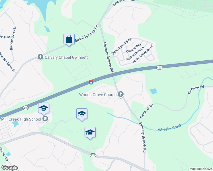 map of restaurants, bars, coffee shops, grocery stores, and more near 1893 Tulip Petal Road in Auburn