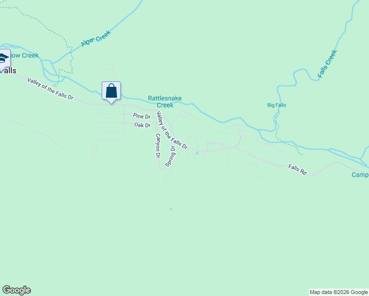 map of restaurants, bars, coffee shops, grocery stores, and more near 41267 Valley of the Falls Drive in Forest Falls